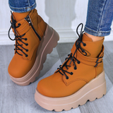 Women's High Platform Buckle Ankle Boots - Black - Ankle Wedge Boot - 43 B - PU leather - image 24