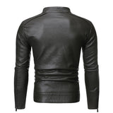 Men's Women's Slim PU Leather Jacket - Black - Jacket - 4XL - PU Leather - image 16