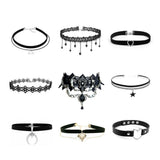 Women's Black Goth Choker Necklace - Black 1 - cn12x02 / Choker Necklace - Polyester/Lace/PU Leather - image 1