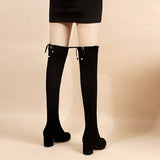 Women's Thigh Tie Block Heel Boots - Black - 1 - 3cm - No Plush Boots - 42 B - PU Leather - image 35