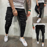 Men's Stretch Slim Fit Cargo Skinny Jeans - Black - 1 / Pants - XXXL - Cotton Blend - image 17