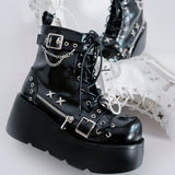 Women's New Gothic Style Platform Boots - Black - 1 - Patent - Boots - 10 B - PU Leather - image 7