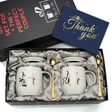 Mr and Mrs Coffee Mugs Bridal Gift-Set - White/Black - Mr and Mrs 2 Cup Set - 400ml - Ceramic - image 36