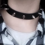 Women's Black Goth Choker Necklace - Black 8 - Spike Rivet / Choker Necklace - Polyester/Lace/PU Leather - image 26