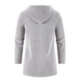 Men's Winter Warm Zip Up Hoodie Jacket - Light Grey - Hooded Jacket - 4XL 90-100kg - Polyester Cotton - image 7