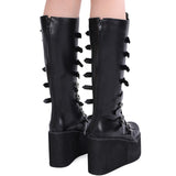 Funki Buys | Boots | Women's High Platform Wedg... - Black - 1 / Matte / Platform Buckle Boots / 43 B / PU Leather - image 34