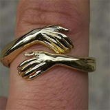 Unisex Adjustable Holding Hands Hug Ring - Gold 1 - Hug Ring - One Size - Zinc Alloy - image 23