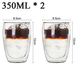 Glass Double Wall Borosilicate Mug Sets - Clear - 350ML 2PCS Coffee Cup Set - Borosilicate Glass - image 24