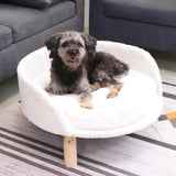 Pet Sofa Bed Raised Small Dog Couch - White - 1 / Ped Bed Stool / Large 24.21" - Plush - image 3