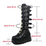 Women's Punk Buckle Strap Platform Boots - White - 1 - 2022 - Rippled Heel - 43 B - PU Leather - image 17