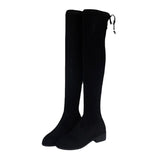 Women's Thigh Tie Block Heel Boots - Black - 1 - 3cm - No Plush Boots - 42 B - PU Leather - image 46
