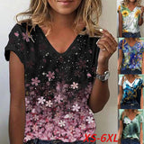 Women's Floral Print V-Neck Tunic Top 6XL - Blue - Floral Print Tunic Top - 6XL - Polyester/Chiffon - image 13
