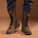 Men's Leather Hiking Boots Hunting Boots - Khaki - 1 / Boots - 45 B - Genuine Leather - image 2