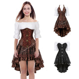 Women's Steampunk Top Corset Skirt Set - White - 1 / Steampunk / Shirt - 6XL - Polyester - image 16