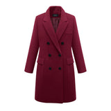 Women's Long Slim Wool Blend Coat - Red - Double Breasted Coat - 6XL - Wool Blend - image 19