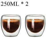 Glass Double Wall Borosilicate Mug Sets - Clear - 250ML 2PCS Coffee Cup Set - Borosilicate Glass - image 27