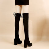 Women's Thigh Tie Block Heel Boots - Black - 1 - 3cm - No Plush Boots - 42 B - PU Leather - image 36