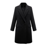 Women's Long Slim Wool Blend Coat - Black - Double Breasted Coat - 6XL - Wool Blend - image 6