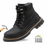 Men's Steel Cap Toe High-Top Work Boots - Black - 48 B - PU Leather - image 20