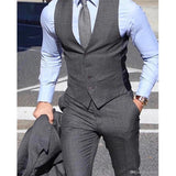 Men's 3 Pcs Formal Grooms Suit Slim Fit - Burgundy - 3 Pcs Suit - 6XL - Polyester - image 13