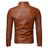 Men's Motorcycle Faux Leather Jacket - Black - Jacket - 4XL - PU Leather - image 14
