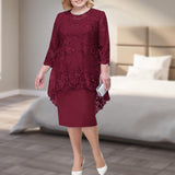 Women's Mother of The Bride Midi Dress - Gray - Dress - 8XL - Chiffon/Lace - image 9