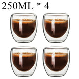 Glass Double Wall Borosilicate Mug Sets - Clear - 250ML 4PCS Coffee Cup Set - Borosilicate Glass - image 26