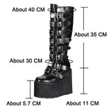 Women's Punk Buckle Strap Platform Boots - White - 1 - 2022 - Rippled Heel - 43 B - PU Leather - image 8