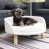 Pet Sofa Bed Raised Small Dog Couch - White - 1 / Ped Bed Stool / Large 24.21" - Plush - image 2