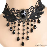 Women's Black Goth Choker Necklace - Black 1 - cn12x02 / Choker Necklace - Polyester/Lace/PU Leather - image 5