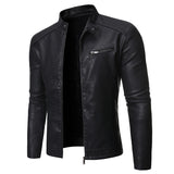 Men's Women's Slim PU Leather Jacket - Black - Jacket - 4XL - PU Leather - image 8