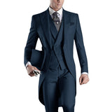 Men's Custom 3 Pcs Grooms Suit Tailcoat - Navy - 3 Piece Groomsmen Tuxedo Suit - 6XL - Polyester - image 5