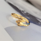 Unisex Adjustable Holding Hands Hug Ring - Gold 1 - Hug Ring - One Size - Zinc Alloy - image 19