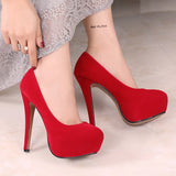 Women's Super High Heel Suede Stilettos - Red - Super High Stilettos - 16 B - Suede/PU Leather - image 10