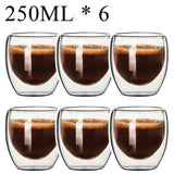Glass Double Wall Borosilicate Mug Sets - Clear - 250ML 6PCS Coffee Cup Set - Borosilicate Glass - image 25