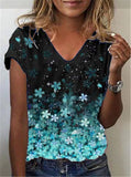 Women's Floral Print V-Neck Tunic Top 6XL - Blue - Floral Print Tunic Top - 6XL - Polyester/Chiffon - image 4