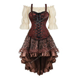 Women's Steampunk Top Corset Skirt Set - White - 1 / Steampunk / Shirt - 6XL - Polyester - image 17