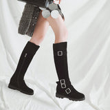 Women's Plush Knee High Boots - Brown - Knee High Boots - 11 B - PU Suede Leather - image 43