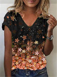 Women's Floral Print V-Neck Tunic Top 6XL - Blue - Floral Print Tunic Top - 6XL - Polyester/Chiffon - image 8