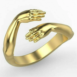 Unisex Adjustable Holding Hands Hug Ring - Gold 1 - Hug Ring - One Size - Zinc Alloy - image 14