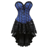 Women's Victorian Gothic Corset Skirt Set - Blue - 1 /  Corset Skirt Set - 6XL - Polyester - image 3