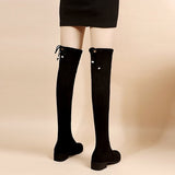 Women's Thigh Tie Block Heel Boots - Black - 1 - 3cm - No Plush Boots - 42 B - PU Leather - image 34
