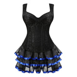 Women's Shoulder Strap Corset Dress - Blue - 1 - Corset Skirt Set - 6XL - Polyester - image 3