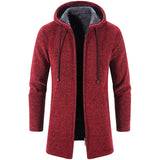 Men's Winter Warm Zip Up Hoodie Jacket - Red - Hooded Jacket - 4XL 90-100kg - Polyester Cotton - image 2