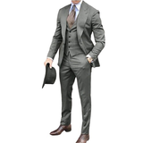 Men's Classy 3 Pcs Slim Fit Formal Suits - Gray - 3 Pcs Slim Fit Suit - 6XL - Polyester - image 38