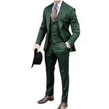 Men's 3 Pcs Formal Grooms Suit Slim Fit - Burgundy - 3 Pcs Suit - 6XL - Polyester - image 47