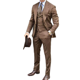 Men's 3 Pcs Formal Grooms Suit Slim Fit - Burgundy - 3 Pcs Suit - 6XL - Polyester - image 39