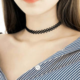 Women's Black Goth Choker Necklace - Black 11 - cn12c15 / Choker Necklace - Polyester/Lace/PU Leather - image 8
