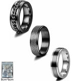 Unisex Titanium Rotating Spinner Rings x 3 - Black - 3 Pcs Spinner Ring Set - Titanium - image 7