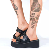 Women's Gothic Platform Wedge Sandals - Black - 1 / Bat / Sandals - 10.5 B - PU Leather - image 11